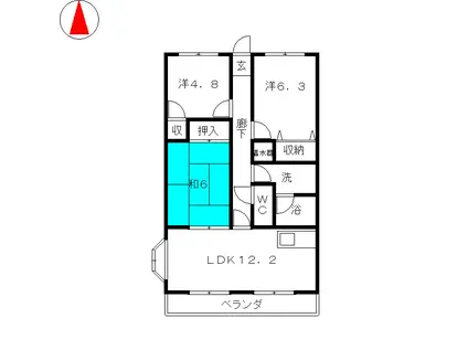 メッセミサキII(3LDK/3階)の間取り写真