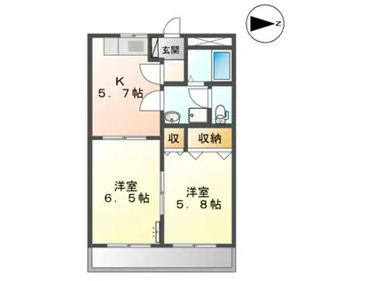 エクセレンスハイム(2K/2階)の間取り写真