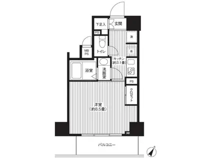 カスタリア初台(1K/12階)の間取り写真