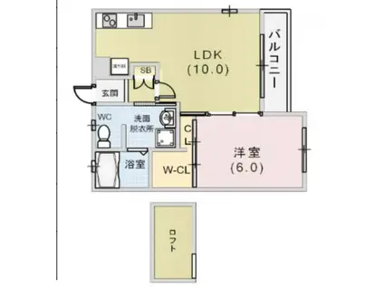 ヴィアーレ南町(1LDK/1階)の間取り写真