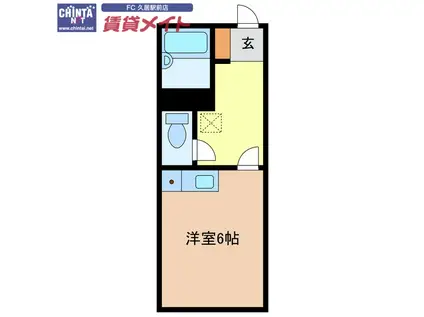 ハイユニK1(ワンルーム/1階)の間取り写真