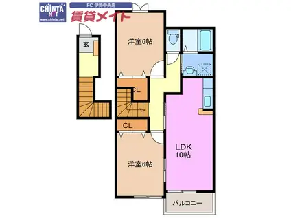 プレッソ(2LDK/2階)の間取り写真