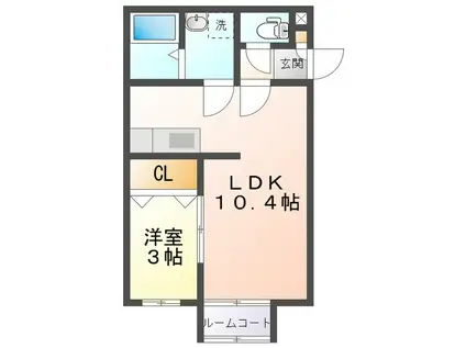 PROUD(1LDK/1階)の間取り写真