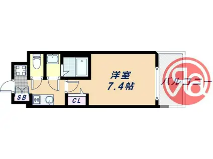 フォーリアライズ天王寺ヴァロール(1K/10階)の間取り写真