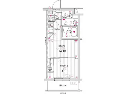 ガーラ・アヴェニュー調布(2K/2階)の間取り写真