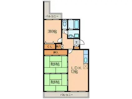 リバーサイド香椎(3LDK/3階)の間取り写真
