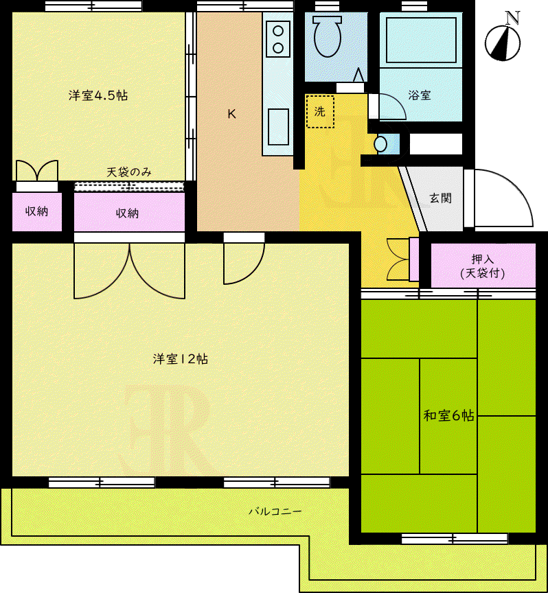 長津田団地(3K/3階)の間取り写真