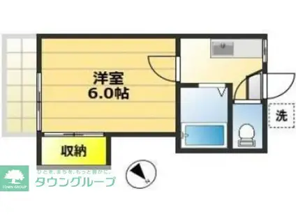 旭ヶ丘コーポ(1K/2階)の間取り写真