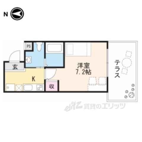 いろは梅小路(1K/1階)の間取り写真