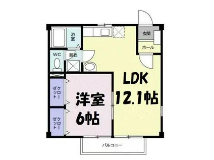 サンハイムK(1LDK/2階)の間取り写真