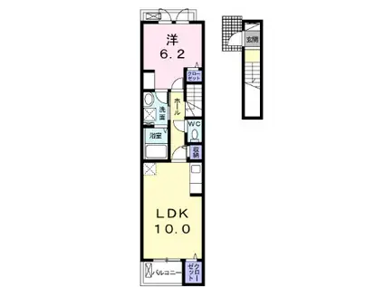 プレシス中津II(1LDK/2階)の間取り写真