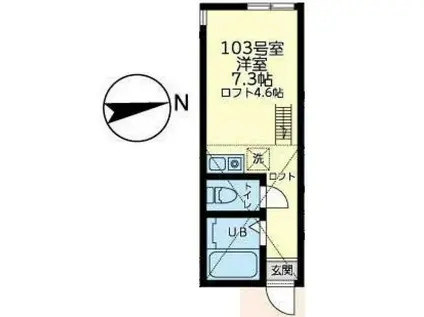ユナイト横浜カッシーナ(ワンルーム/1階)の間取り写真