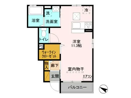 グランドソレーユ(ワンルーム/1階)の間取り写真