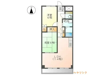 ウィン・ベルII(2LDK/1階)の間取り写真