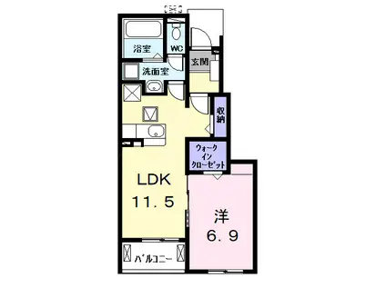 ヒカルサ名古屋港区大西II(1LDK/1階)の間取り写真