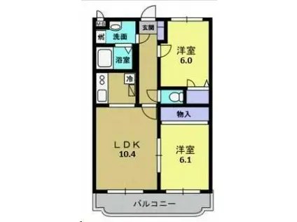 コンフォートパレスB(2LDK/3階)の間取り写真
