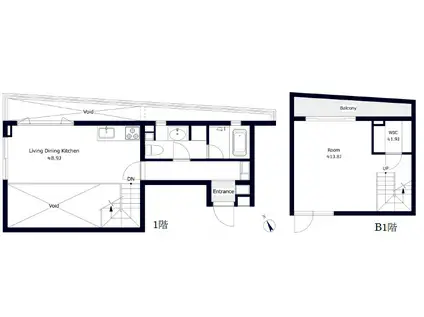AX-COMPOUND(1LDK/1階)の間取り写真