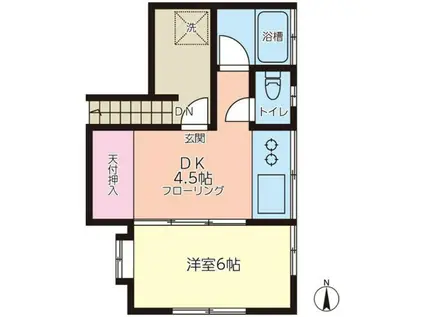 滝口アパート(1DK/2階)の間取り写真