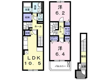 カーサ アリエッタ(2LDK/2階)の間取り写真