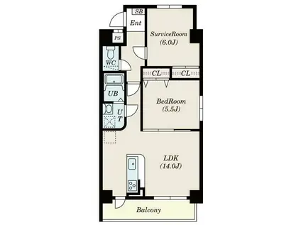 フェリアード(2LDK/1階)の間取り写真