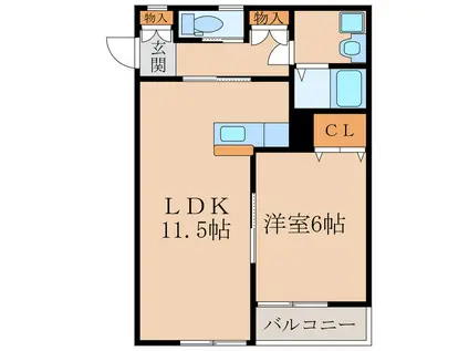 ディアコート(1LDK/1階)の間取り写真