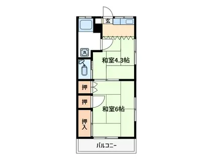 第2鈴木荘(2K/2階)の間取り写真