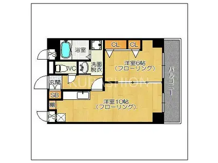 平尾弐番街ビル(1LDK/6階)の間取り写真
