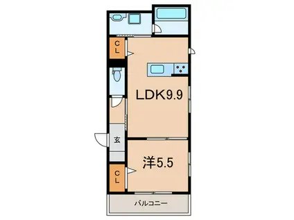 グランディール清華II(1LDK/2階)の間取り写真