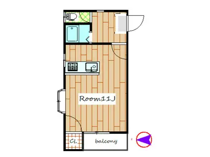 コーポリラ(ワンルーム/2階)の間取り写真