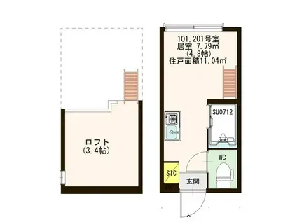 ハーモニーテラス高円寺南(ワンルーム/1階)の間取り写真