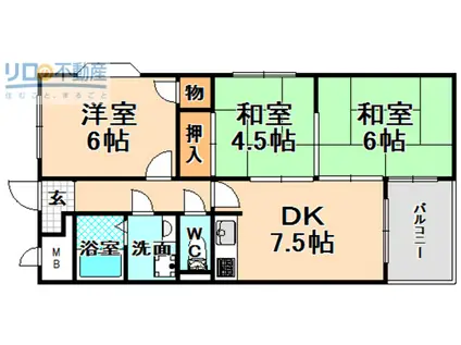 ハイツマインド(3DK/3階)の間取り写真