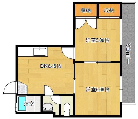 第88東白島ビル(1K/6階)の間取り写真