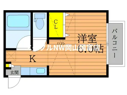 津島東コーポ(1K/2階)の間取り写真