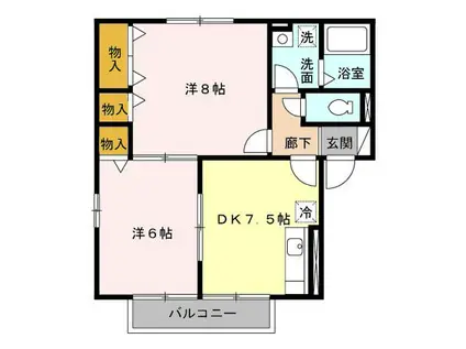 ロジュマンアンソレイエ A・B・C(2DK/2階)の間取り写真
