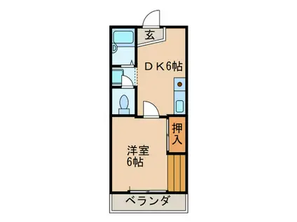 ジュネス上条(1DK/2階)の間取り写真