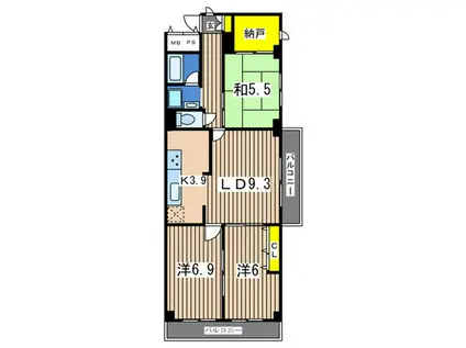 グリーンコーポ東戸塚 B棟(3LDK/4階)の間取り写真