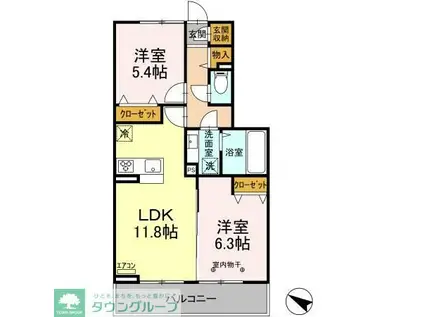 レジデンスヒルトップIX(2LDK/1階)の間取り写真