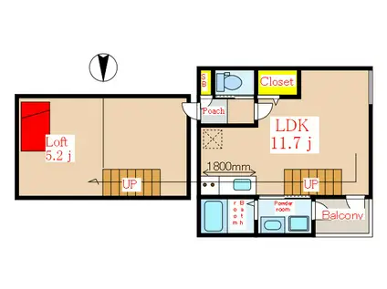 PROUD-GARDEN(ワンルーム/1階)の間取り写真