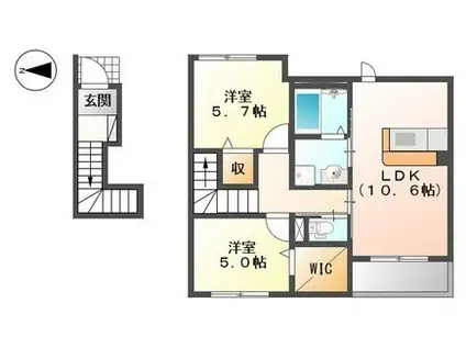 わかやま電鉄貴志川線 田中口駅 徒歩8分 2階建 築10年(2LDK/2階)の間取り写真