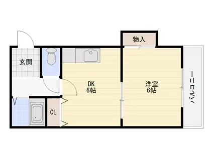 マリス平野(1DK/2階)の間取り写真