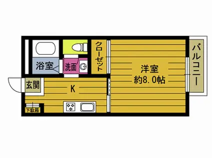 レジデンスおしの(1K/2階)の間取り写真