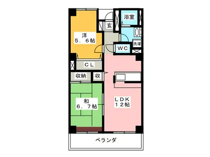 ル・ボア平喜(2LDK/2階)の間取り写真