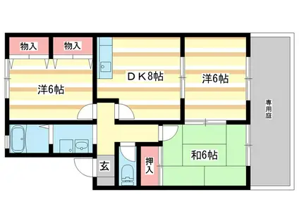 ビューテラスB(3DK/1階)の間取り写真