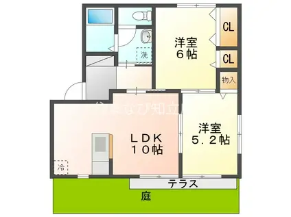 ディアス白樺C棟(2LDK/1階)の間取り写真