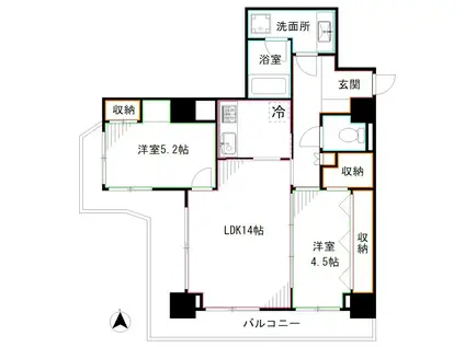 なかのサンクォーレ(2LDK/10階)の間取り写真
