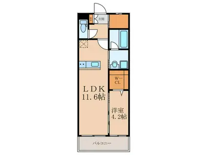 ERIOS COURT KN(1LDK/1階)の間取り写真