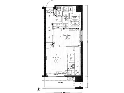 フュージョナル菊川(1LDK/3階)の間取り写真