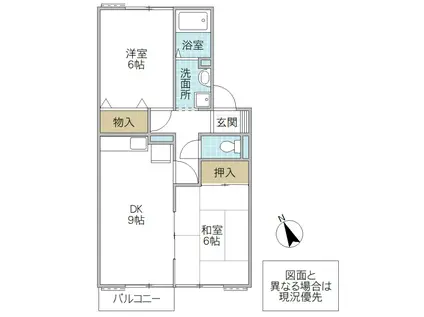 セジュール・ナカ(2DK/2階)の間取り写真