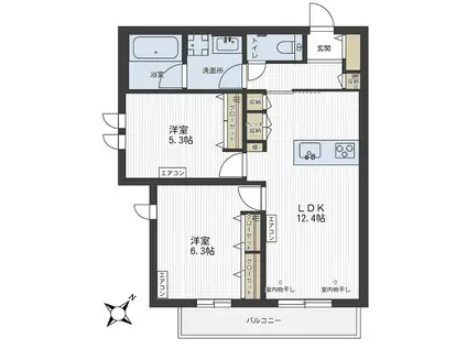 サンエクレール(2LDK/3階)の間取り写真