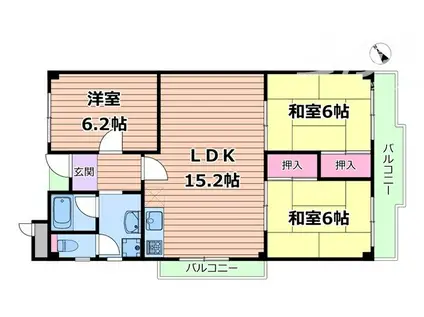 ハイツテラダII(3LDK/2階)の間取り写真